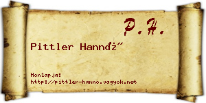 Pittler Hannó névjegykártya